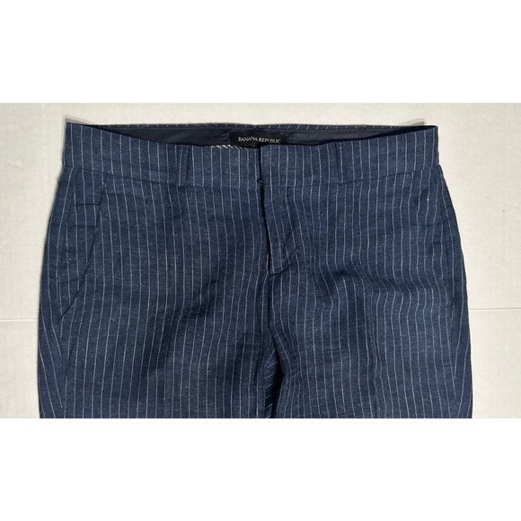 Banana Republic Factory Navy Blue white Ryan Pinstripe Straight Leg Pants Sz 00P - Picture 3 of 15